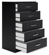 Open drawer of Finch Black Chest showing interior