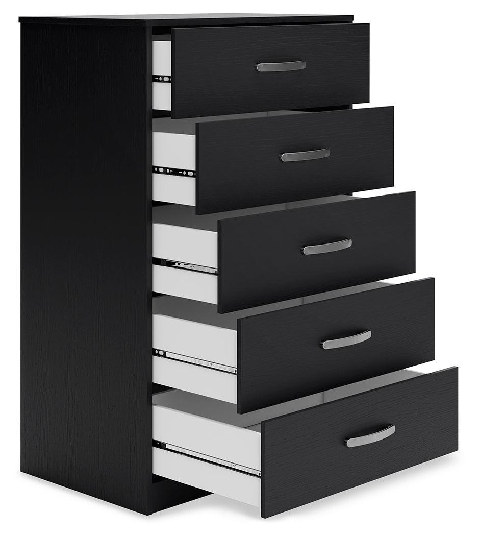 Open drawer of Finch Black Chest showing interior