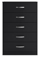 Close-up of brushed nickel-tone drawer handles