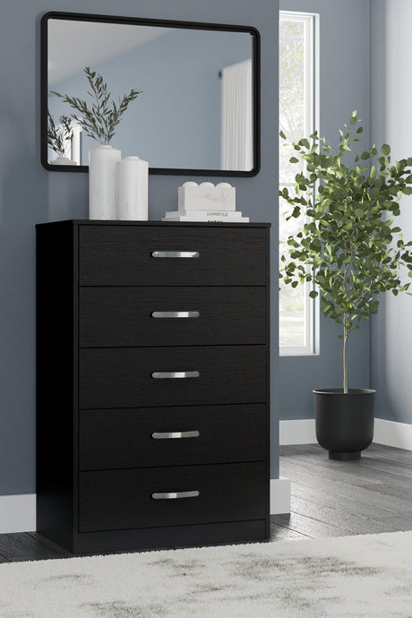Finch Black Chest of Drawers top view showing finish