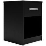 Side view of Finch Black Nightstand