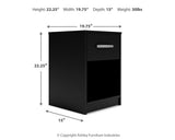 Finch Black Nightstand dimension view