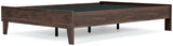 Calverson Mocha Full Size Platform Bed storage drawers open - Ella Furniture