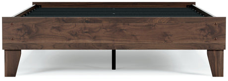 Calverson Mocha Full Size Platform Bed side view - Ella Furniture