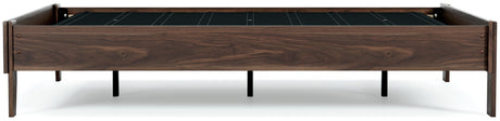 Calverson Mocha Full Size Platform Bed dimensional drawing - Ella Furniture