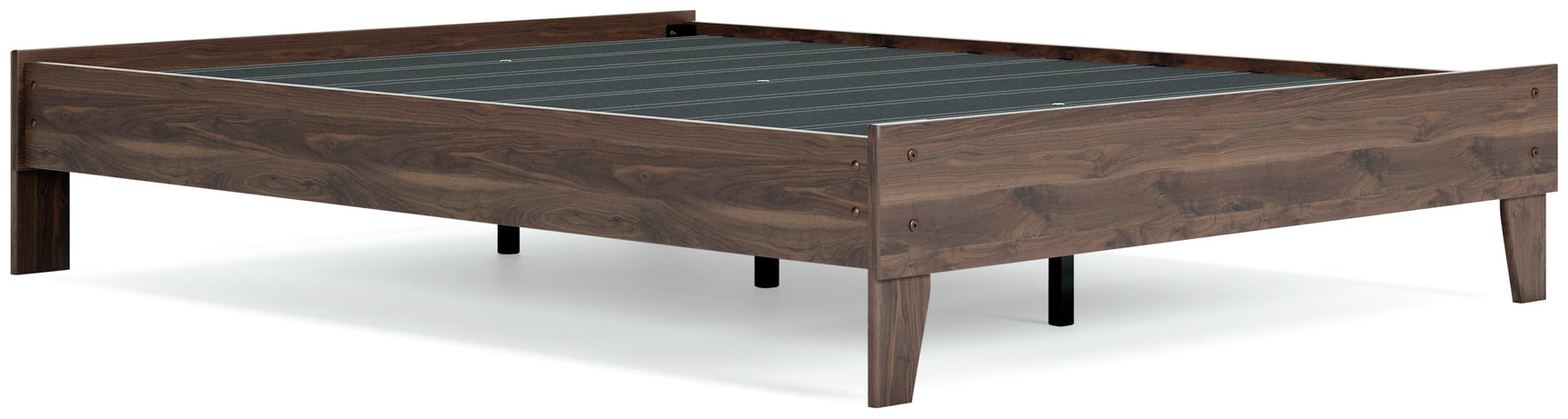 Calverson Mocha Queen Platform Bed, close-up of headboard detail