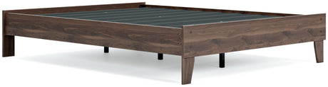 Calverson Mocha Queen Platform Bed, close-up of headboard detail