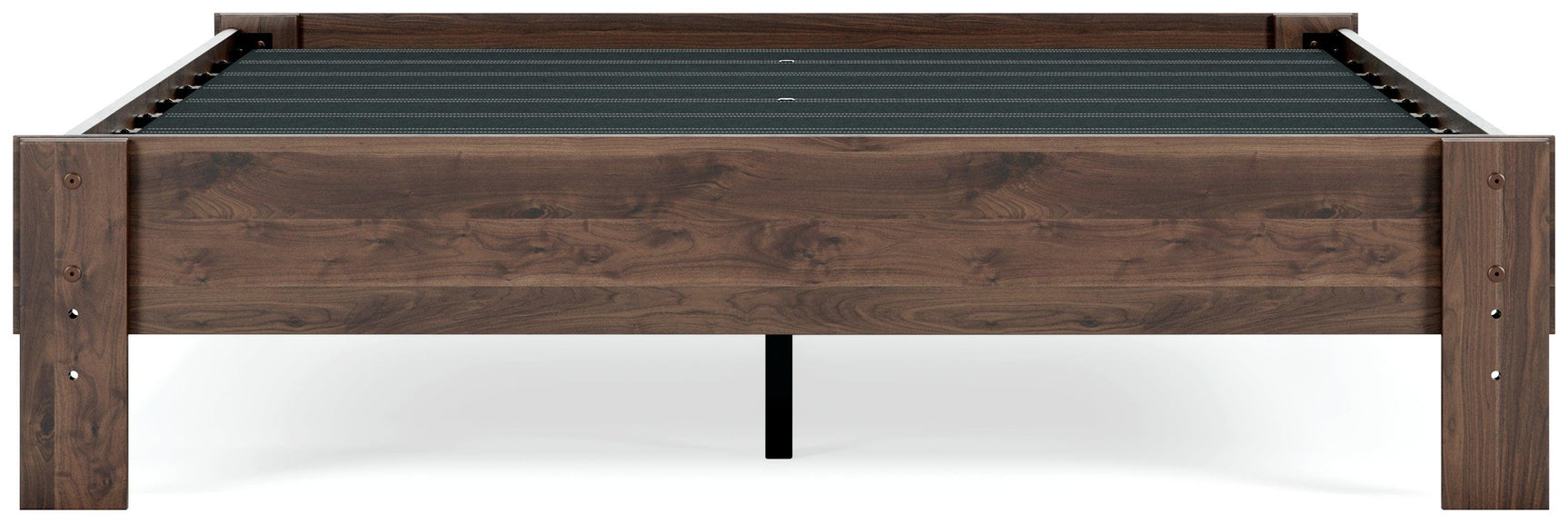 Calverson Mocha Queen Platform Bed, top view showing slatted base