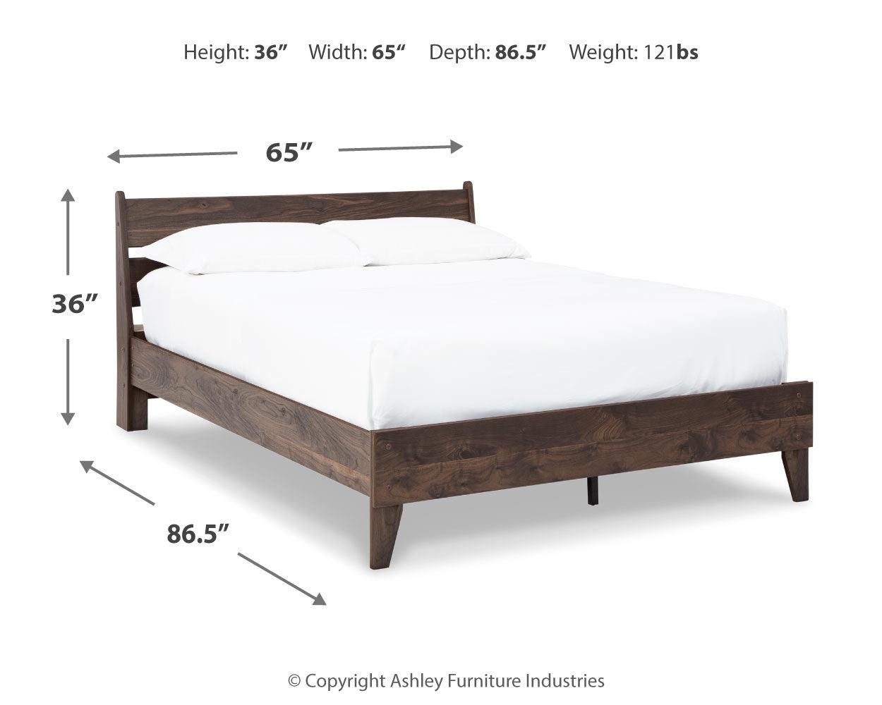 Calverson Queen Panel Platform Bed dimensions diagram