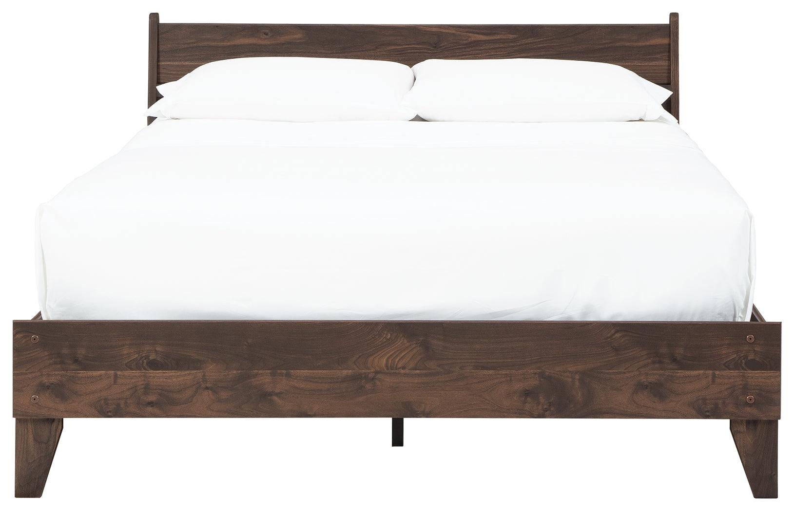 Calverson Full Panel Platform Bed angled view showing side panels