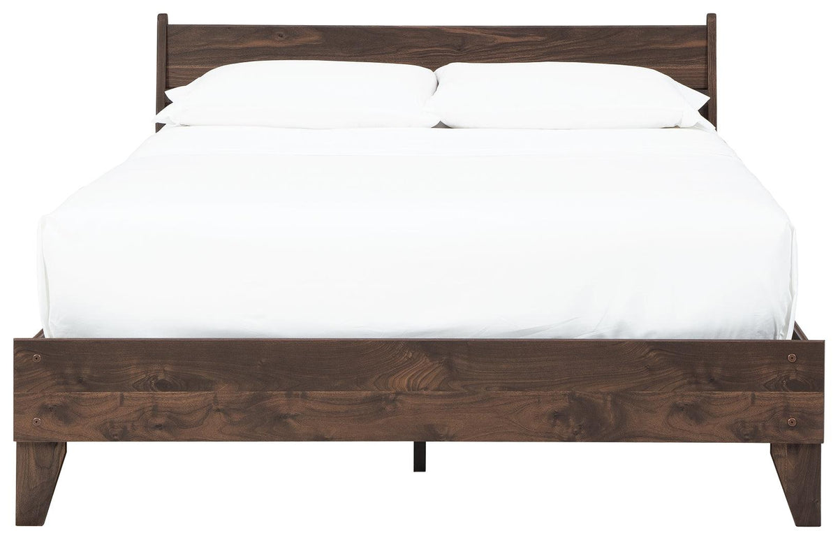 Calverson Mocha Queen Panel Platform Bed - side profile