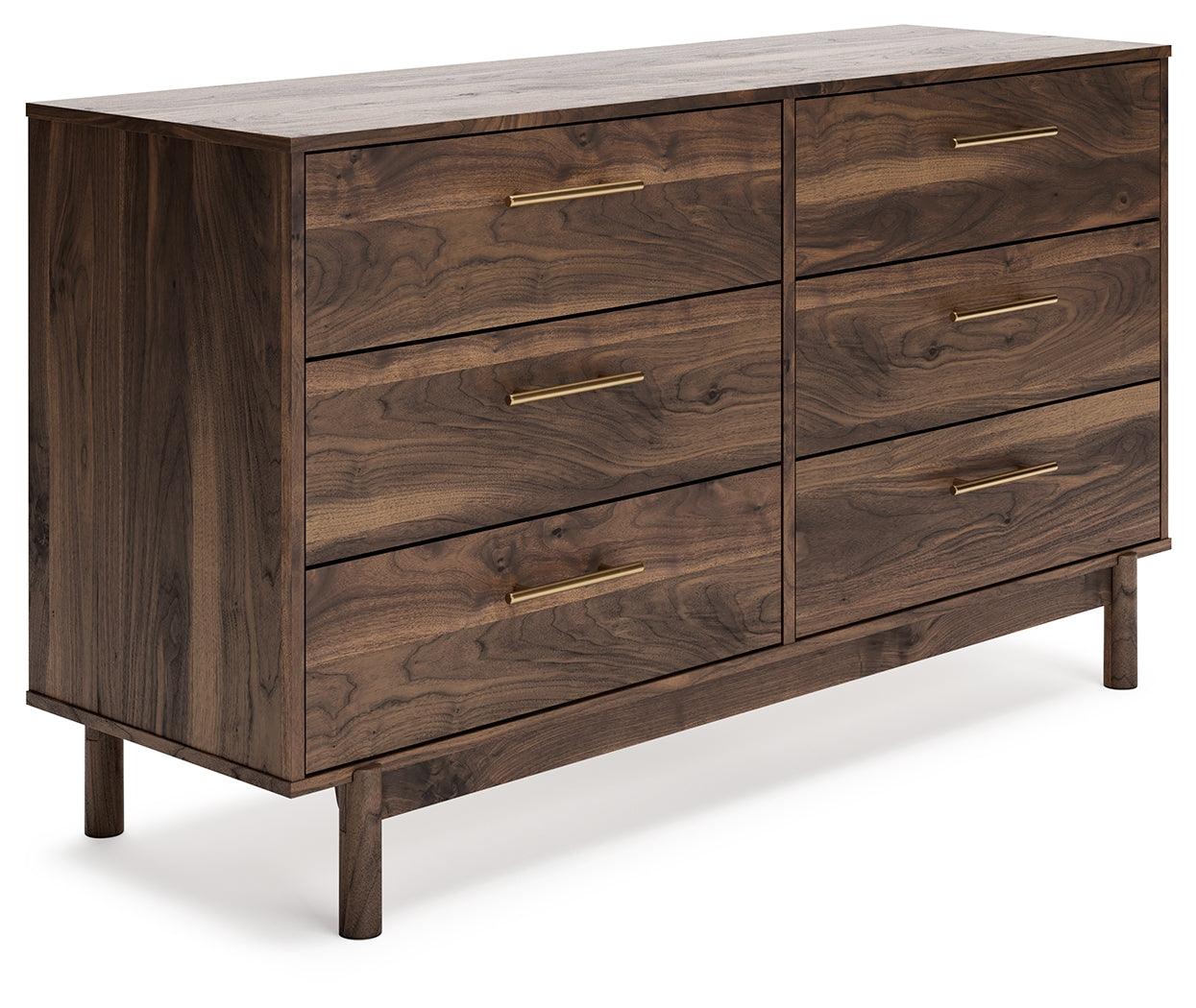 Calverson Mocha Dresser drawers open side view