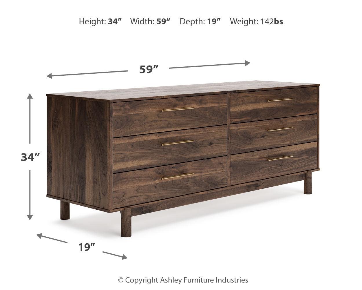 Calverson Mocha 6-Drawer Dresser front view