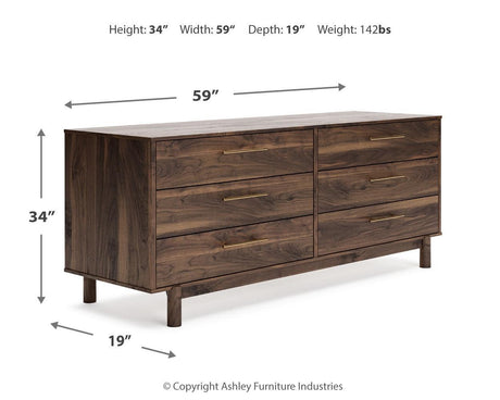 Calverson Mocha 6-Drawer Dresser front view