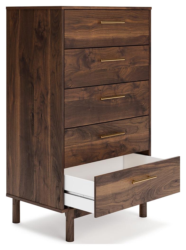 Open drawer view of Calverson Mocha Chest