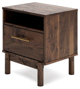 Calverson Mocha Nightstand angled view