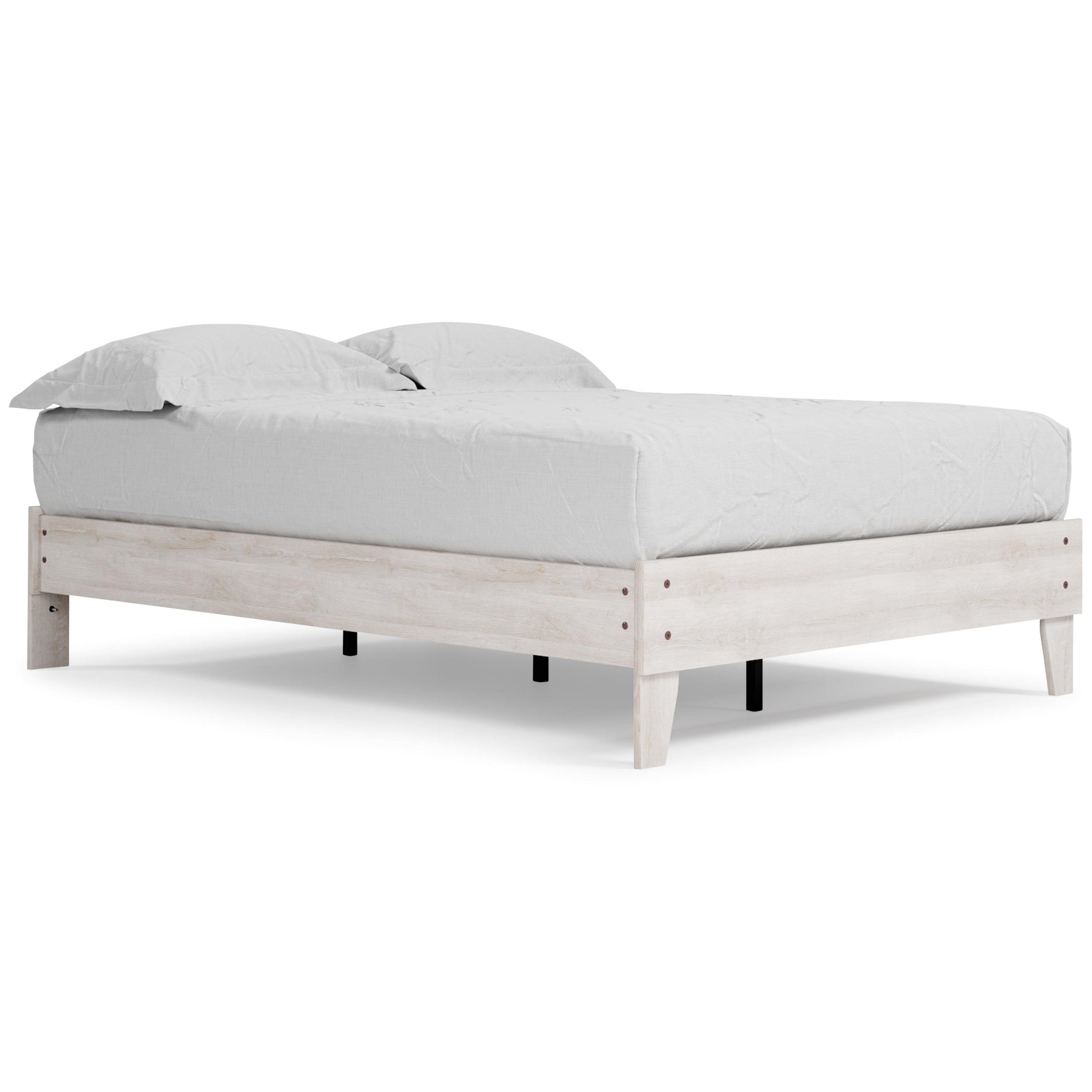 Shawburn Whitewash Full Platform Bed - quarter view showing footboard