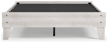 Shawburn Whitewash Full Platform Bed - nightstand adjacent
