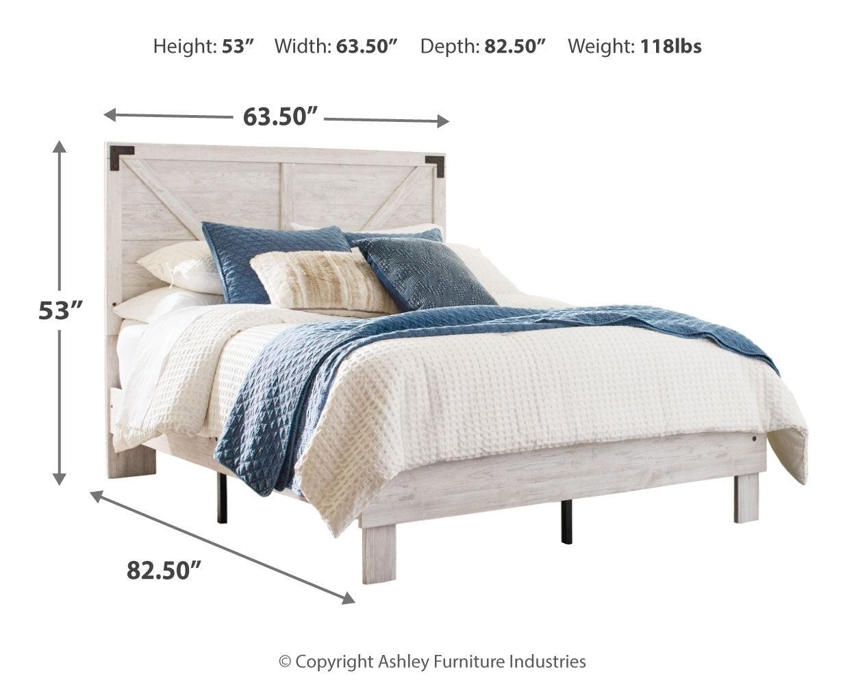 Shawburn White and Dark Charcoal Gray Queen Crossbuck Panel Platform Bed