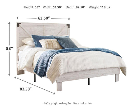 Shawburn White and Dark Charcoal Gray Queen Crossbuck Panel Platform Bed