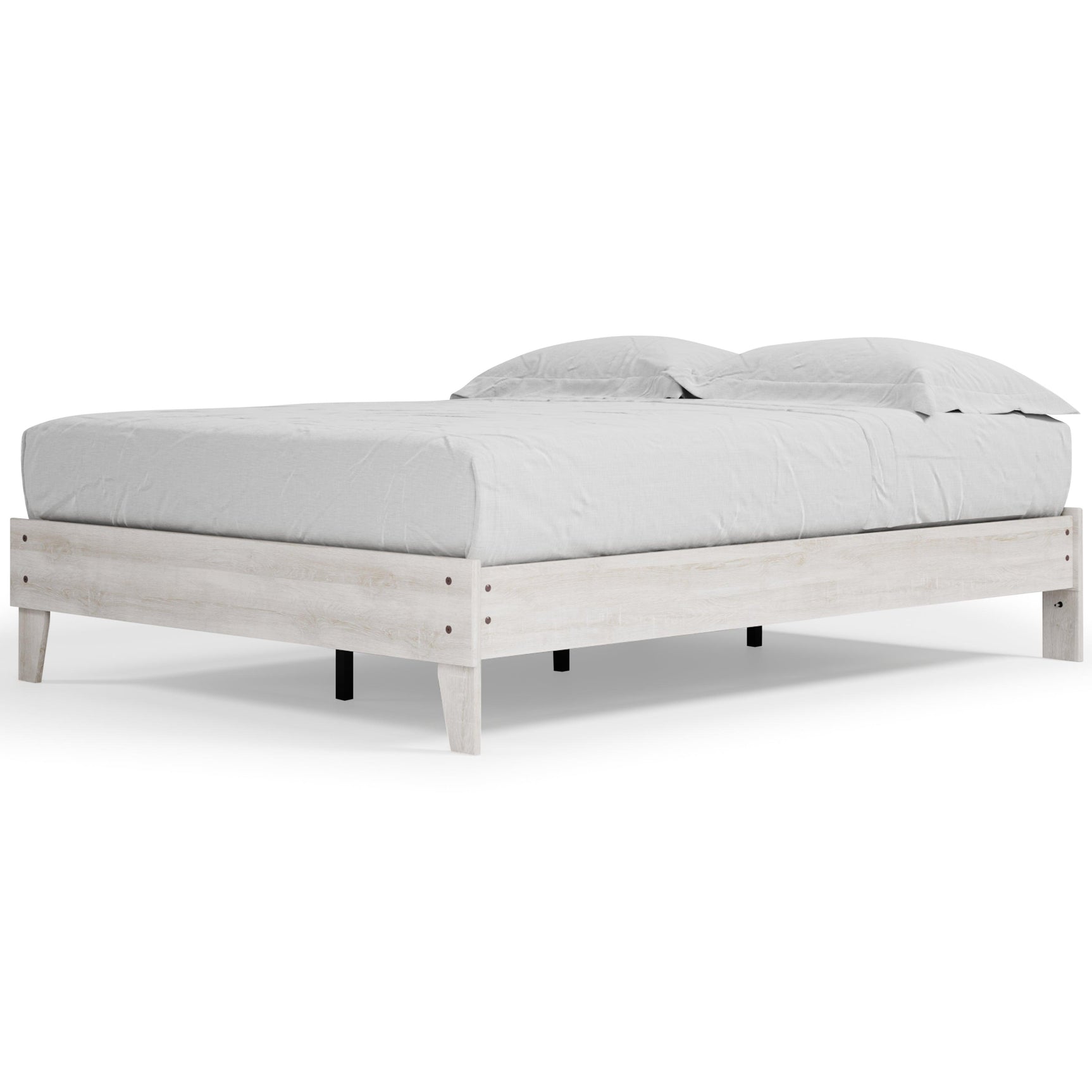 Shawburn Whitewash Queen Platform Bed rear view