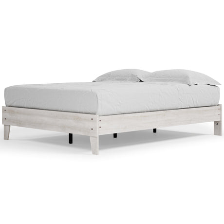 Shawburn Whitewash Queen Platform Bed rear view