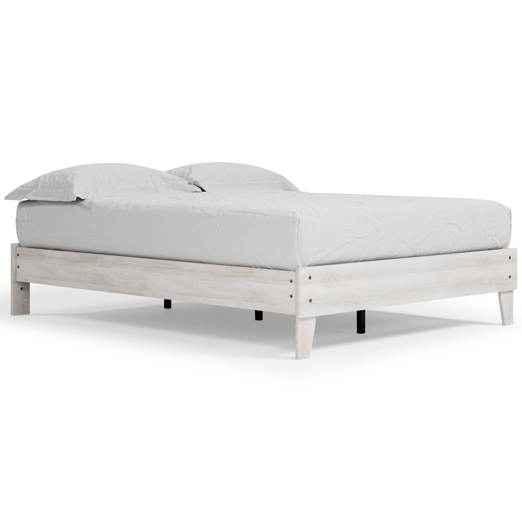 Shawburn Whitewash Queen Platform Bed side view