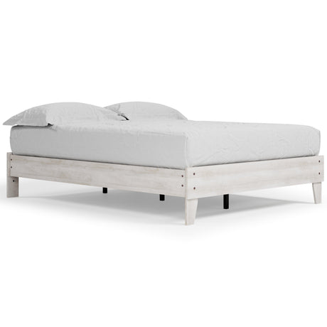 Shawburn Whitewash Queen Platform Bed side view