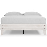 Shawburn Whitewash Queen Platform Bed showing frame detail