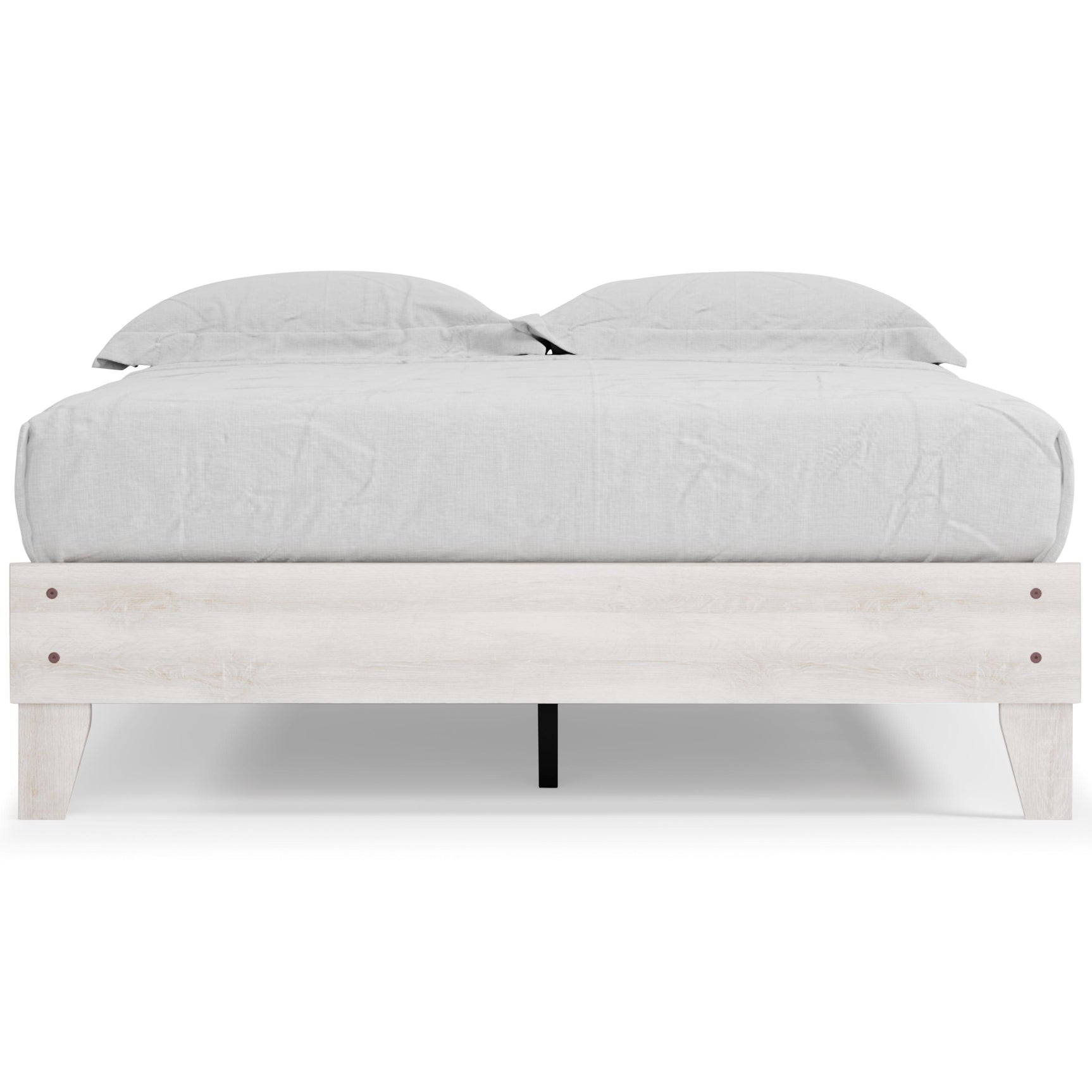 Shawburn Whitewash Queen Platform Bed showing frame detail