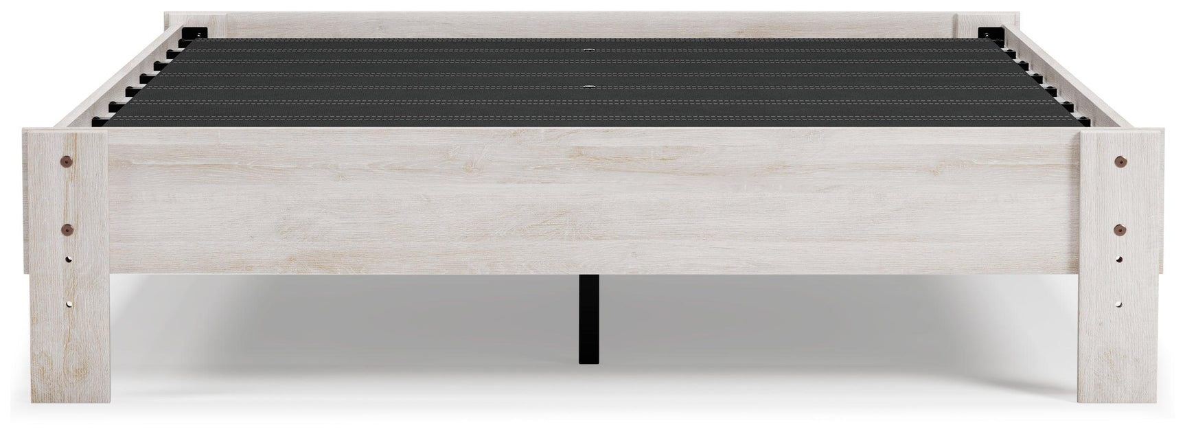 Shawburn Whitewash Queen Platform Bed showing front angle