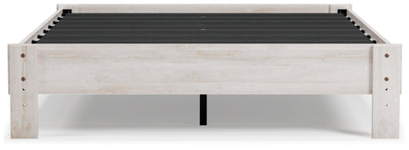 Shawburn Whitewash Queen Platform Bed showing front angle