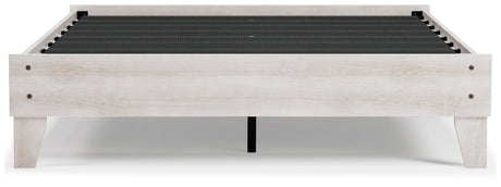 Shawburn Whitewash Queen Platform Bed top corner close-up