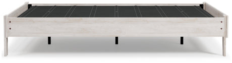 Shawburn Whitewash Queen Platform Bed showing platform slats