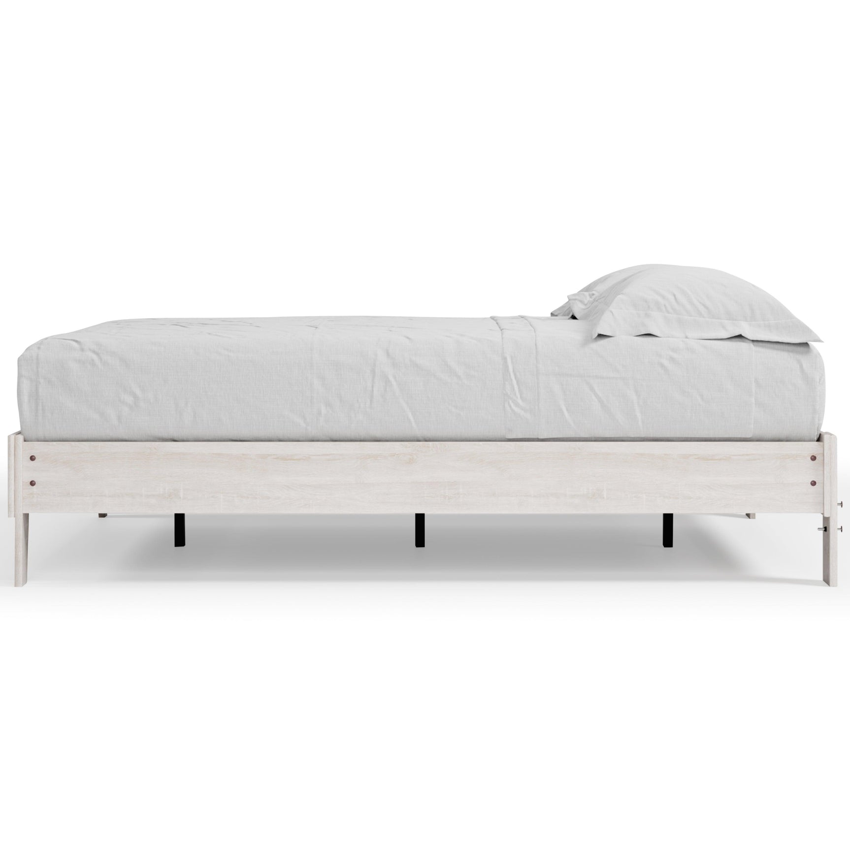 Shawburn Whitewash Queen Platform Bed showing front angle