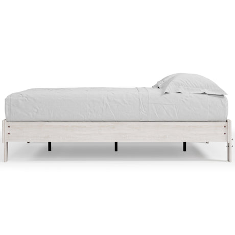 Shawburn Whitewash Queen Platform Bed showing front angle