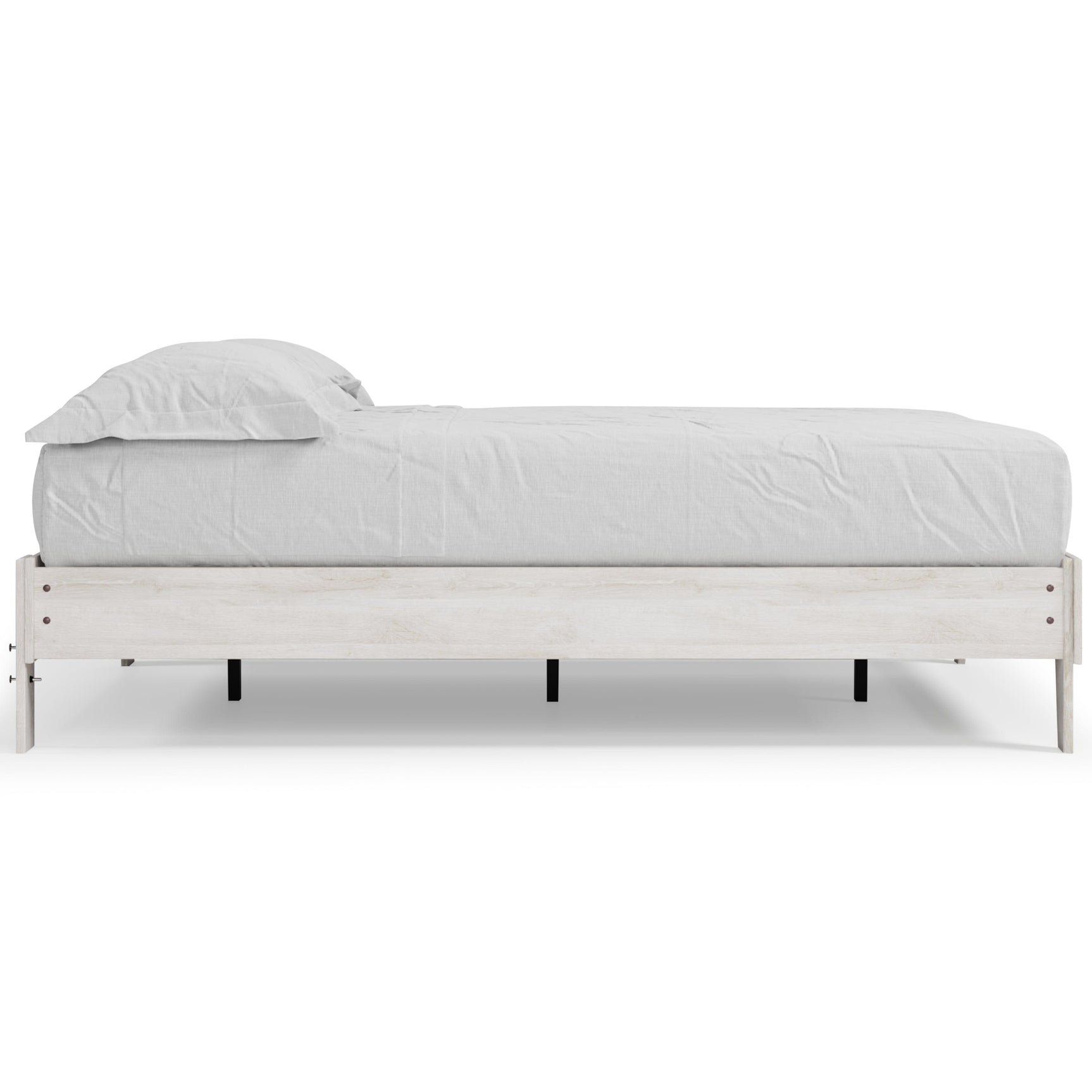 Shawburn Whitewash Queen Platform Bed showing corner detail