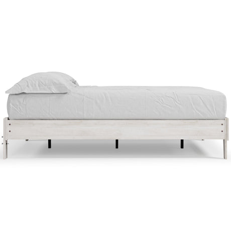 Shawburn Whitewash Queen Platform Bed showing corner detail