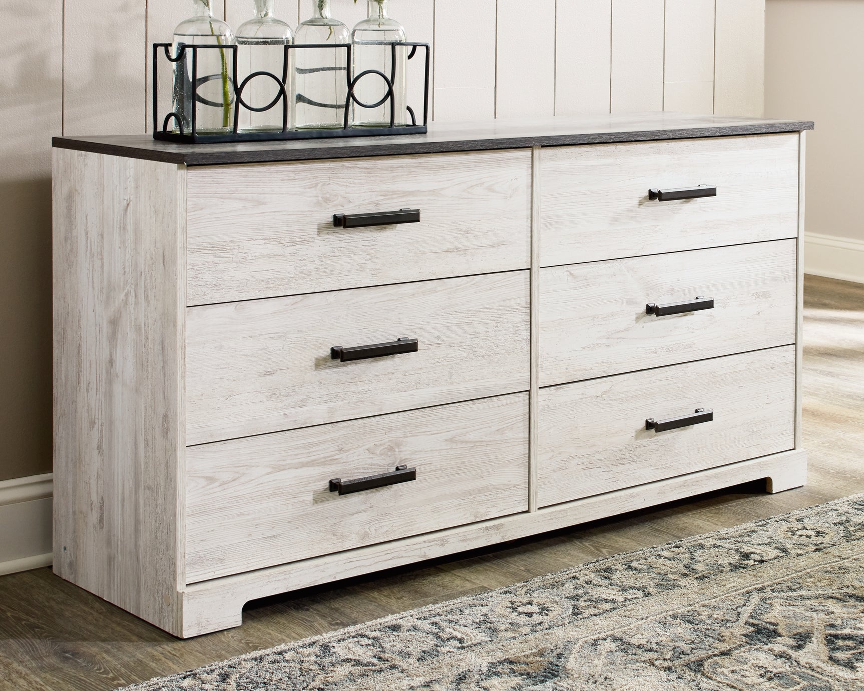 Top angled view showing wood grain finish