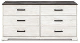 Close-up of distressed whitewash finish