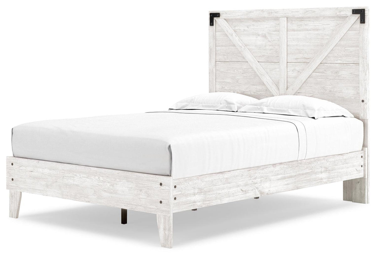 Back view of Shawburn Full Crossbuck Panel Platform Bed showing panel design