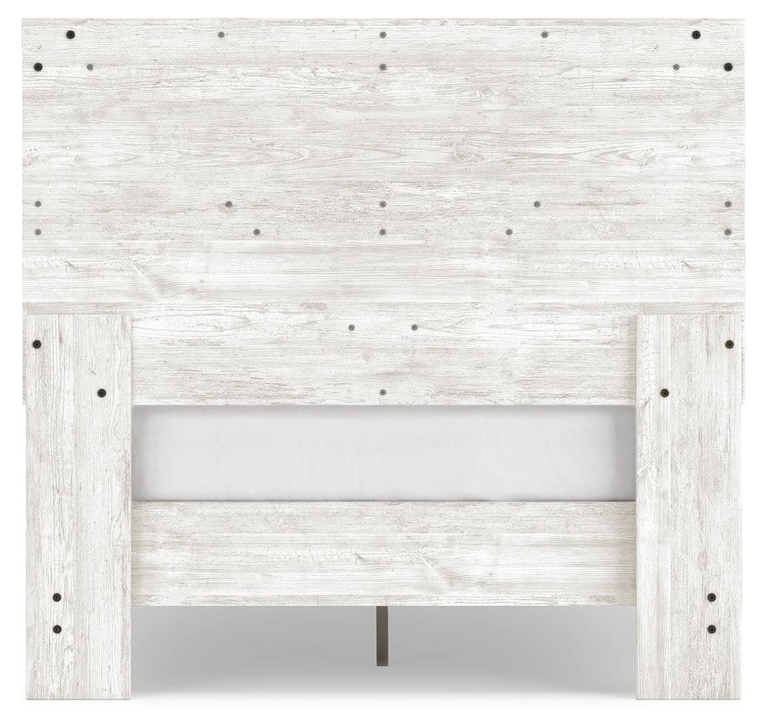 Shawburn Full Crossbuck Panel Platform Bed displayed in full size with whitewash and charcoal finish