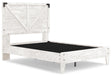 Shawburn Full Crossbuck Panel Platform Bed in white and dark charcoal gray, angled front view