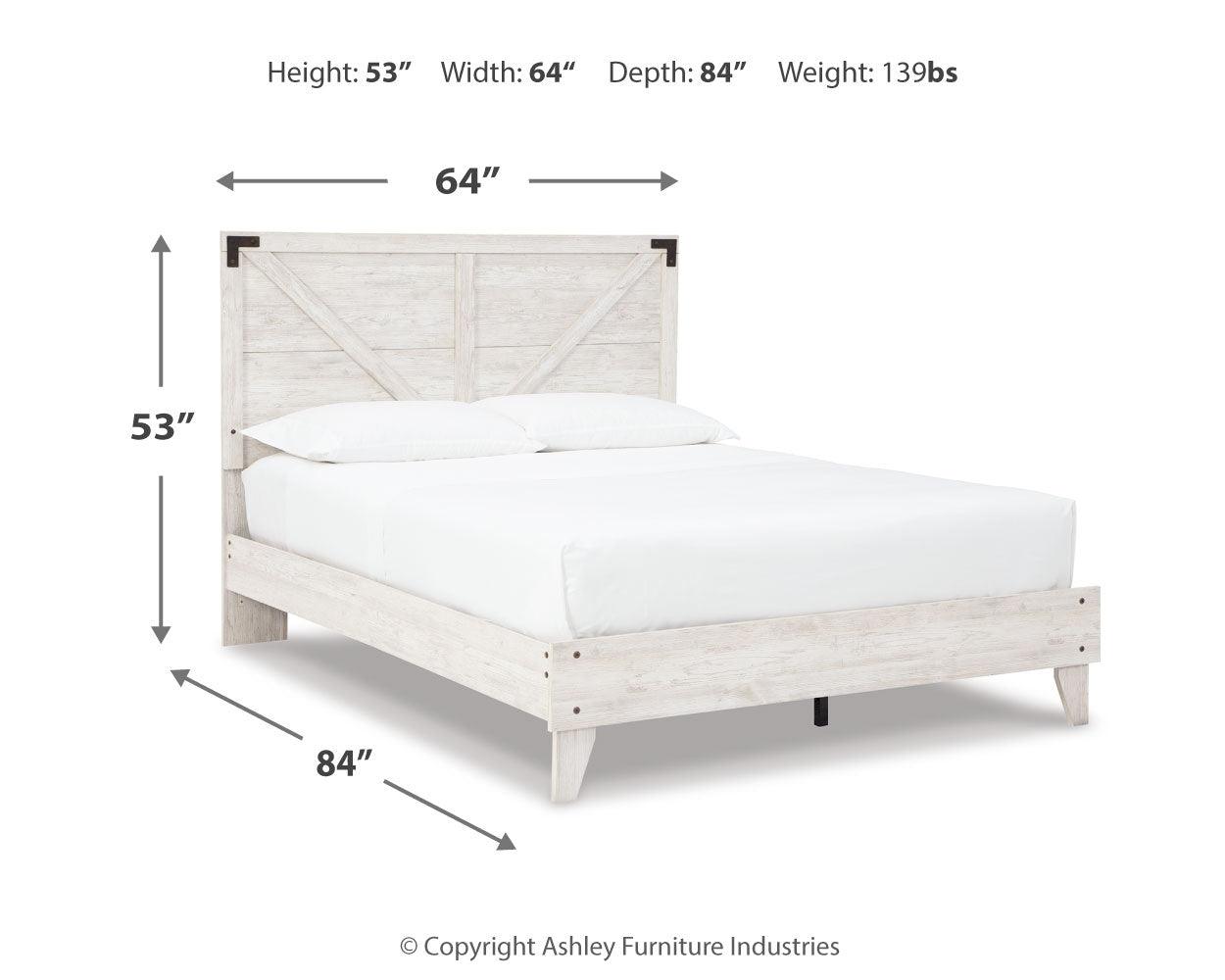 Shawburn White and Dark Charcoal Gray Queen Crossbuck Panel Platform Bed