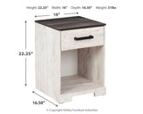 Dimension diagram of Shawburn nightstand