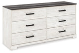 Angle view of Shawburn dresser closed drawers