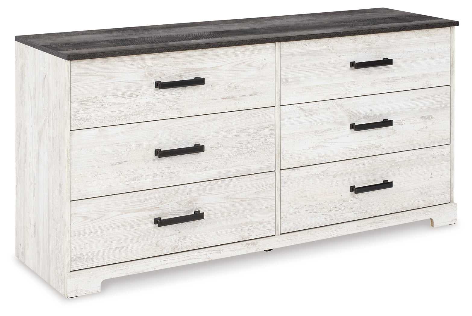 Angle view of Shawburn dresser closed drawers