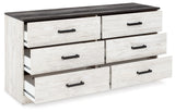 Angle view of Shawburn dresser open drawer