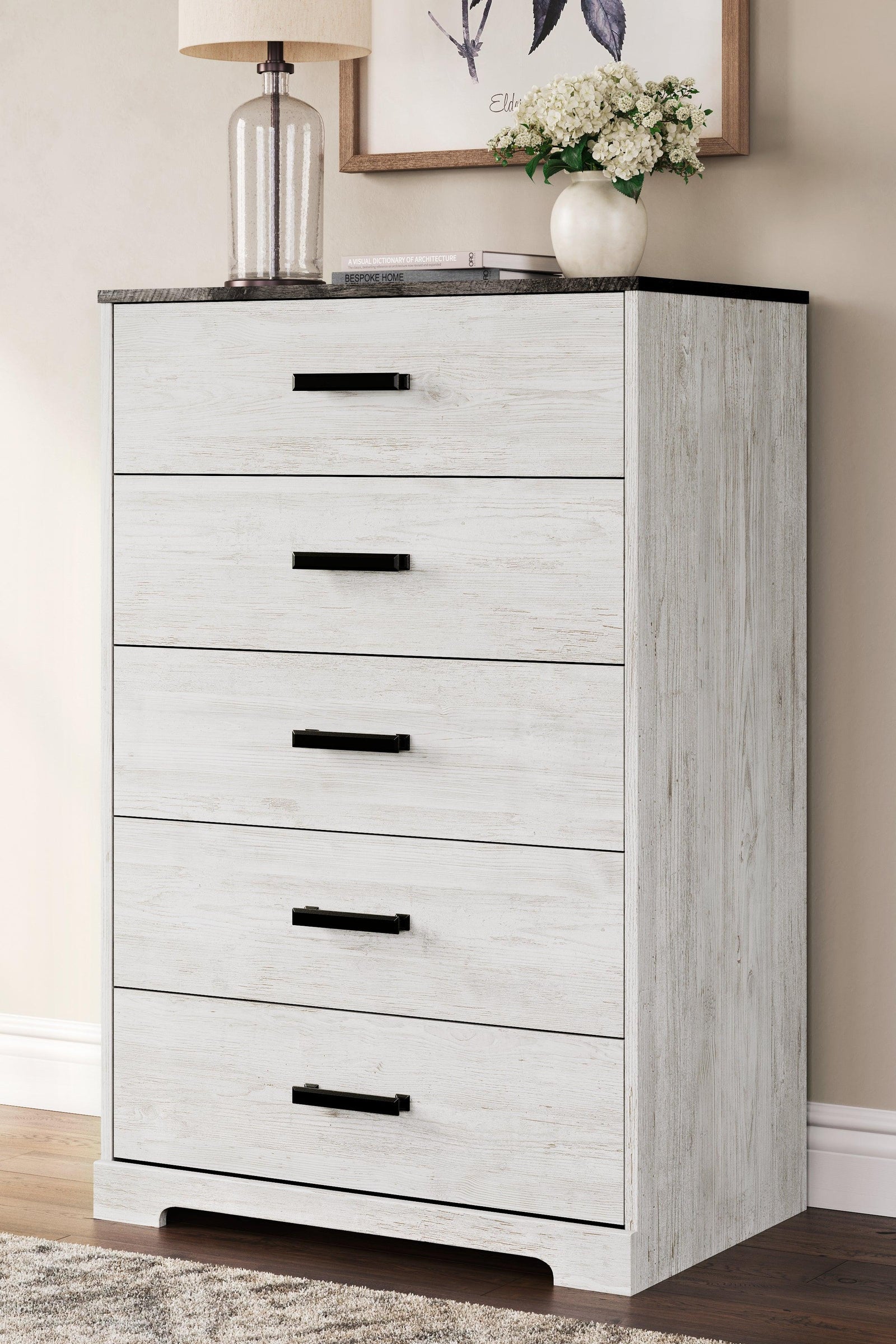 Shawburn Whitewash/charcoal Gray Chest Of Drawers - Ella Furniture