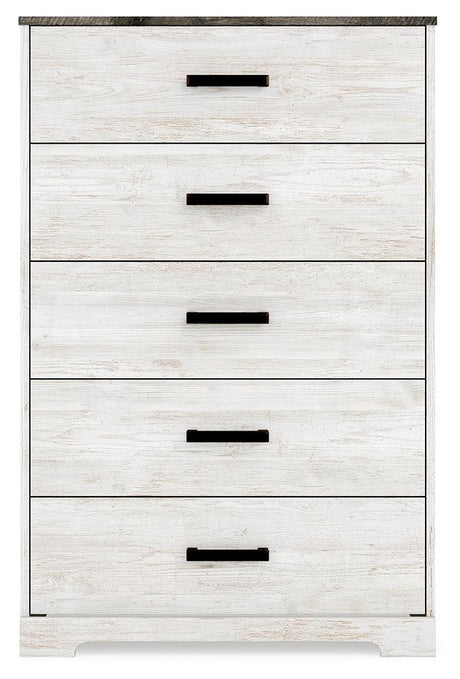 Shawburn chest of drawers head-on shot showing two-tone finish